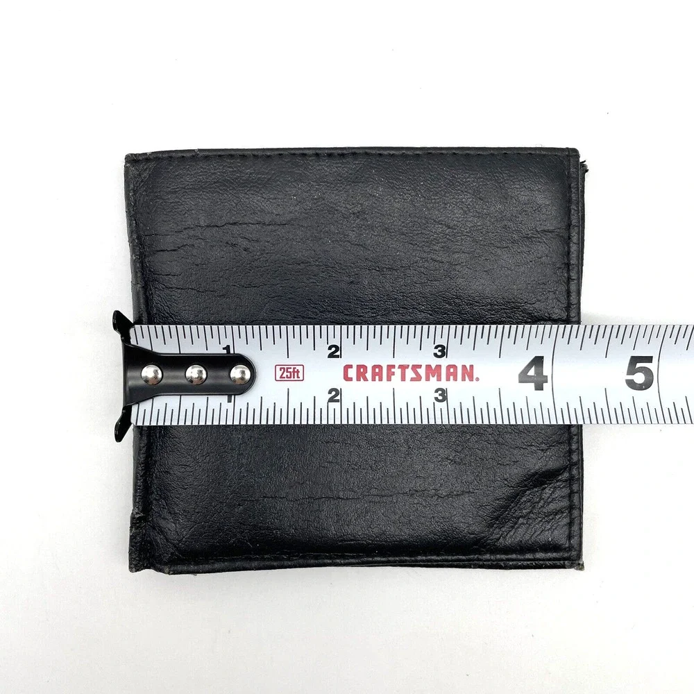 Vintage 80s Ak-Sar-Ben Black Faux Leather Bifold Men's Wallet 4 3/8
